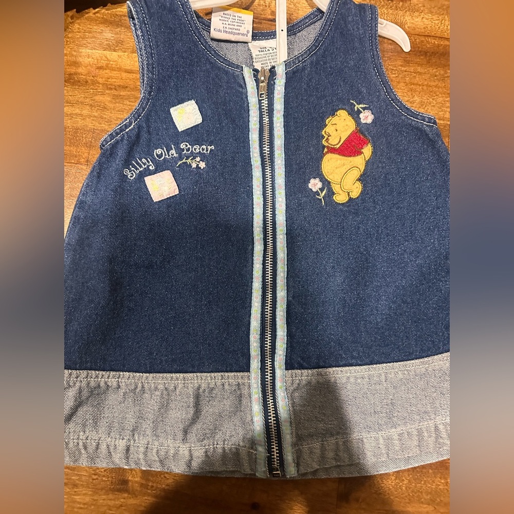 Vintage Winnie the Pooh dress denim pinafore floral spring